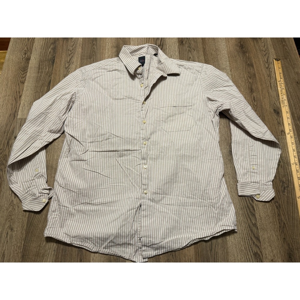 Billy London Shirt, Men's Large 16/16-1/2 34/35 Brown White Button Up Shirt